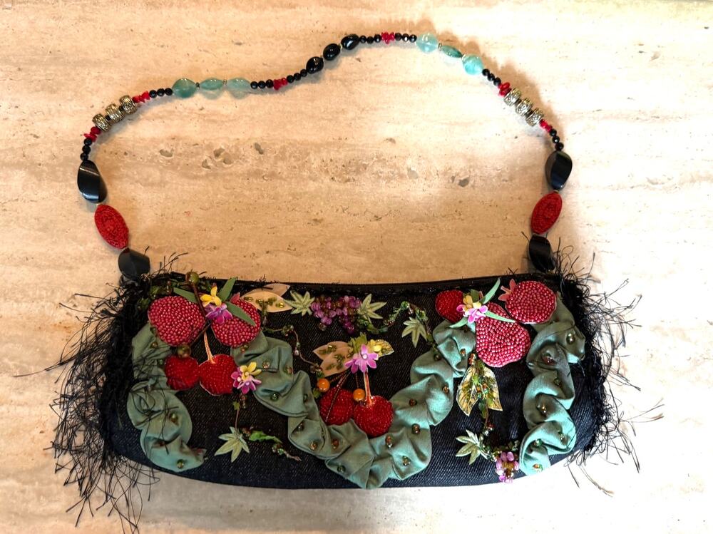 Mary Frances Beaded and Embellished Cherry Bag